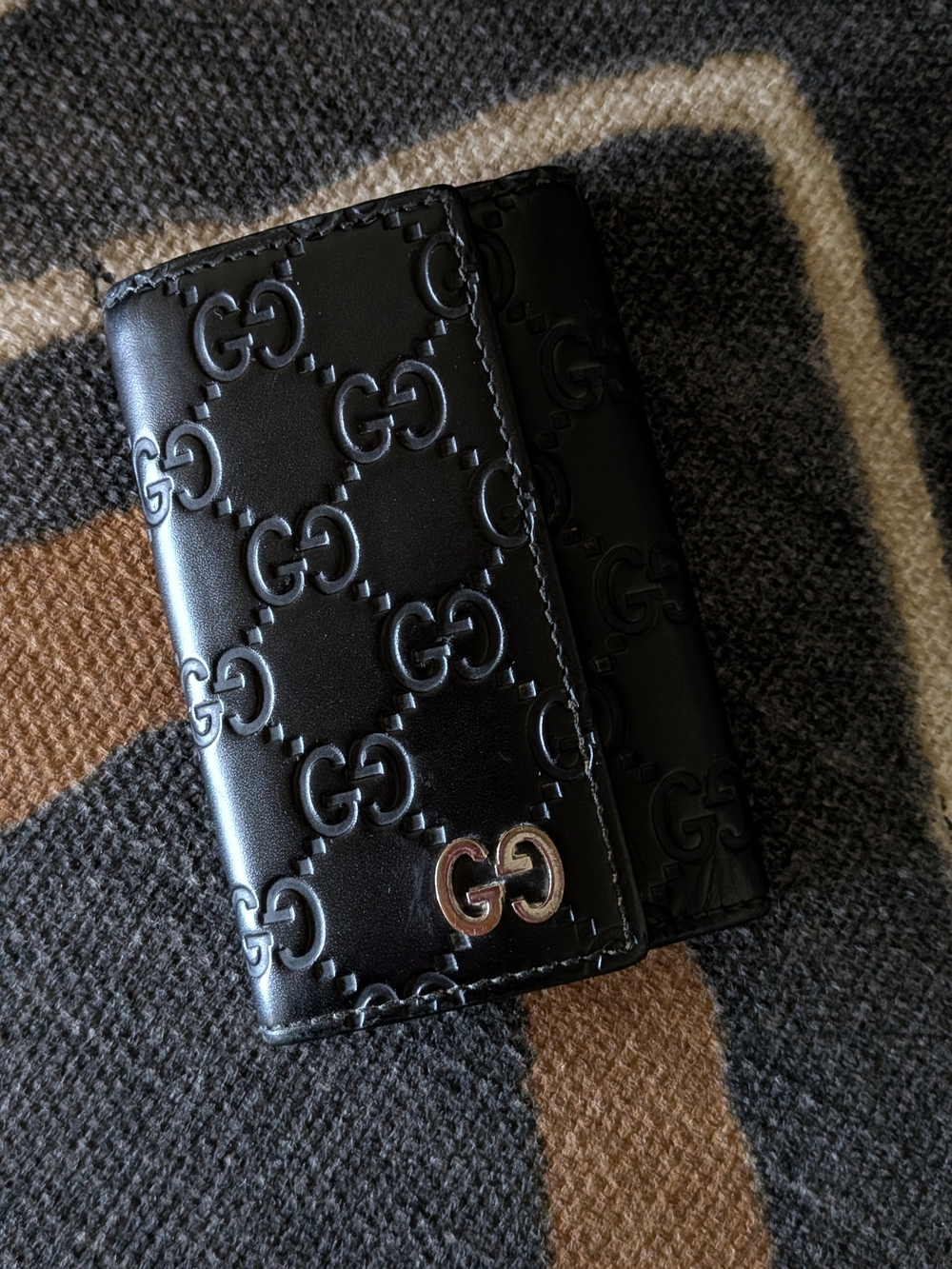 Gucci Key Holder Guccissima Leather 6-Hook Key Case w/ Detachable Valet Ring